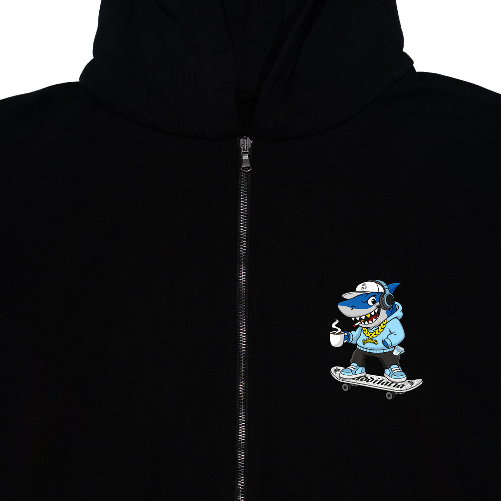 Sky blue Shark Zip Boxy Hoodie
