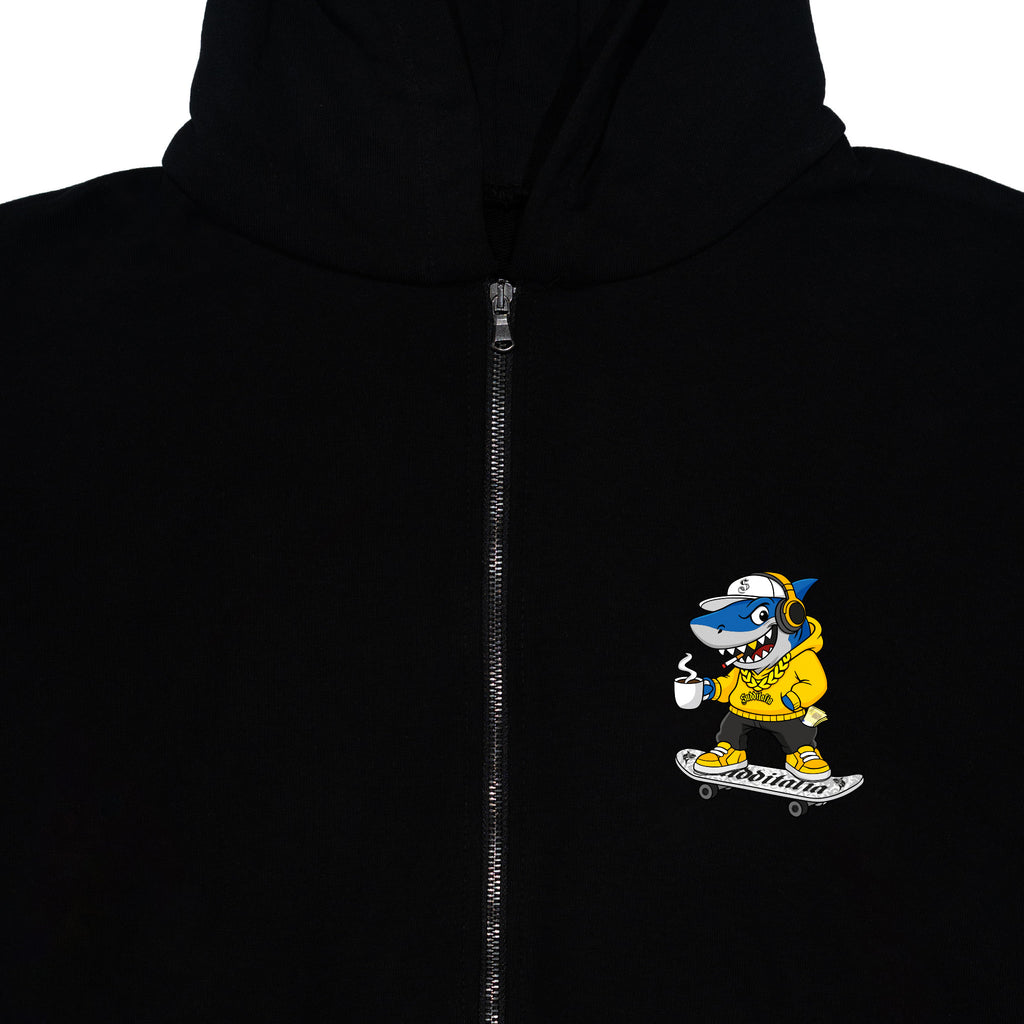 Yellow Shark Zip Boxy Hoodie