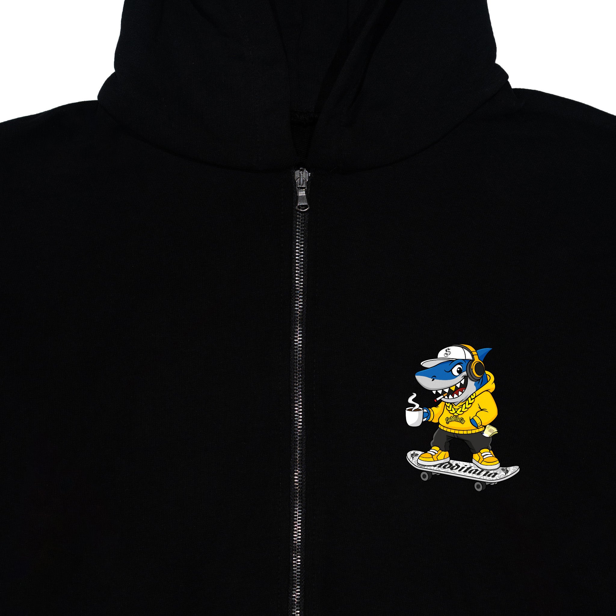 Yellow Shark Zip Boxy Hoodie