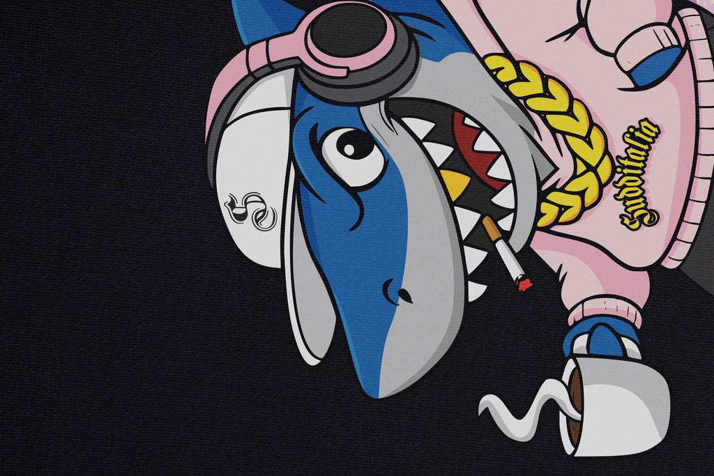 Pink Shark Zip Boxy Hoodie