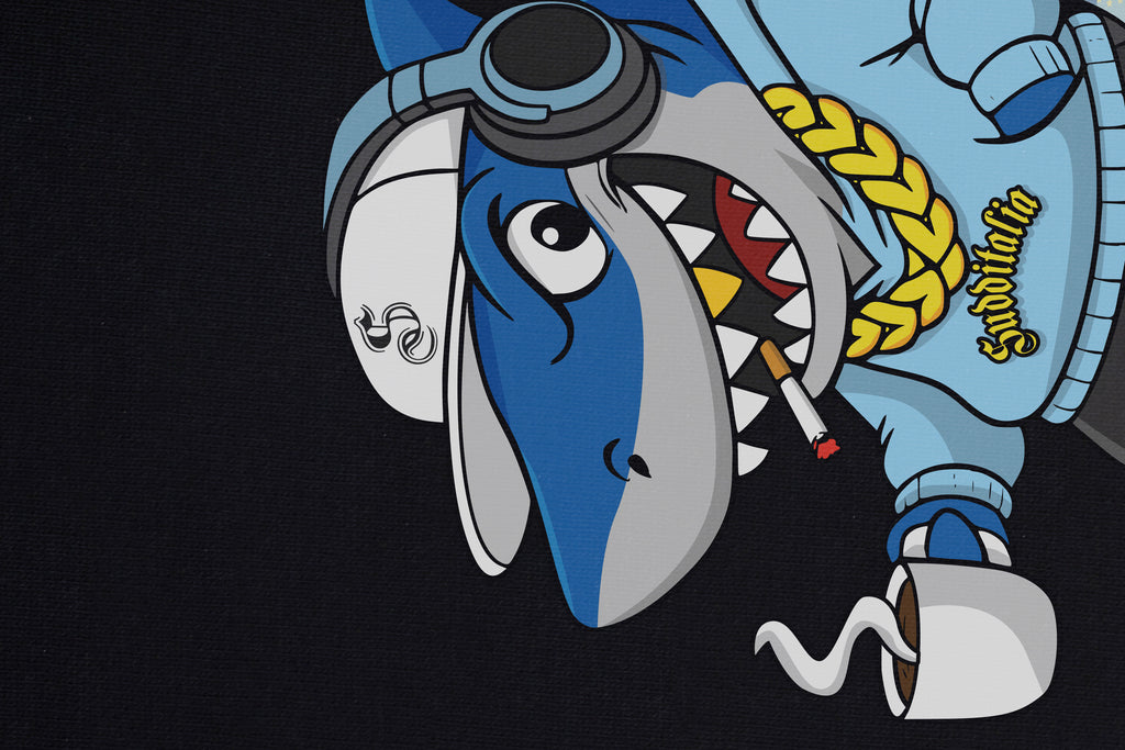 Sky blue Shark Zip Boxy Hoodie