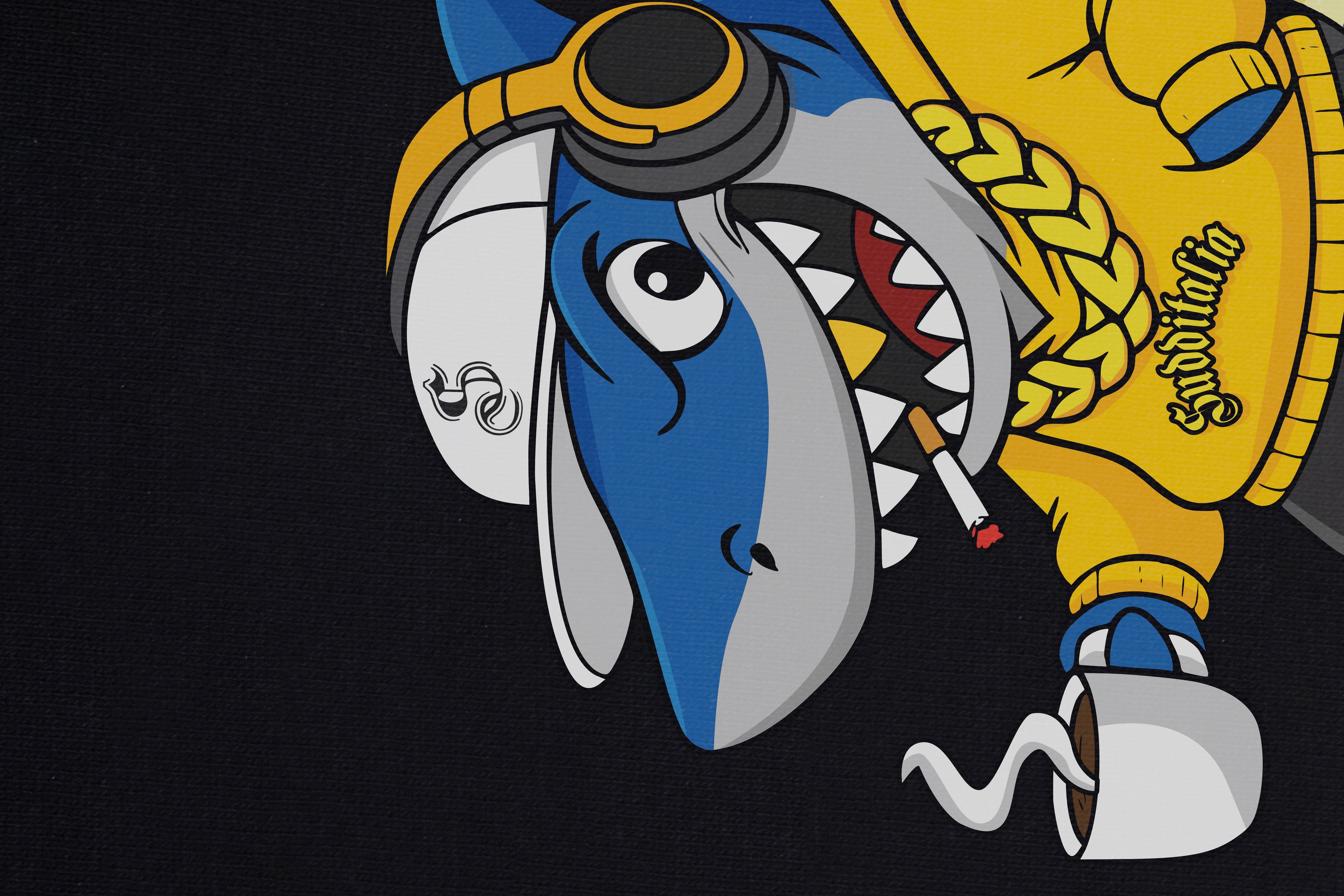 Yellow Shark Zip Boxy Hoodie