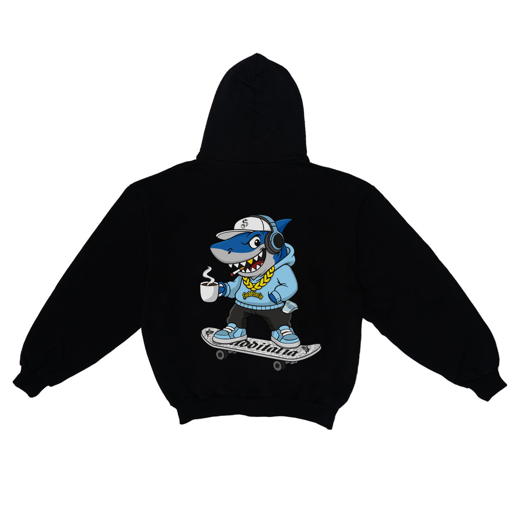 Sky blue Shark Zip Boxy Hoodie
