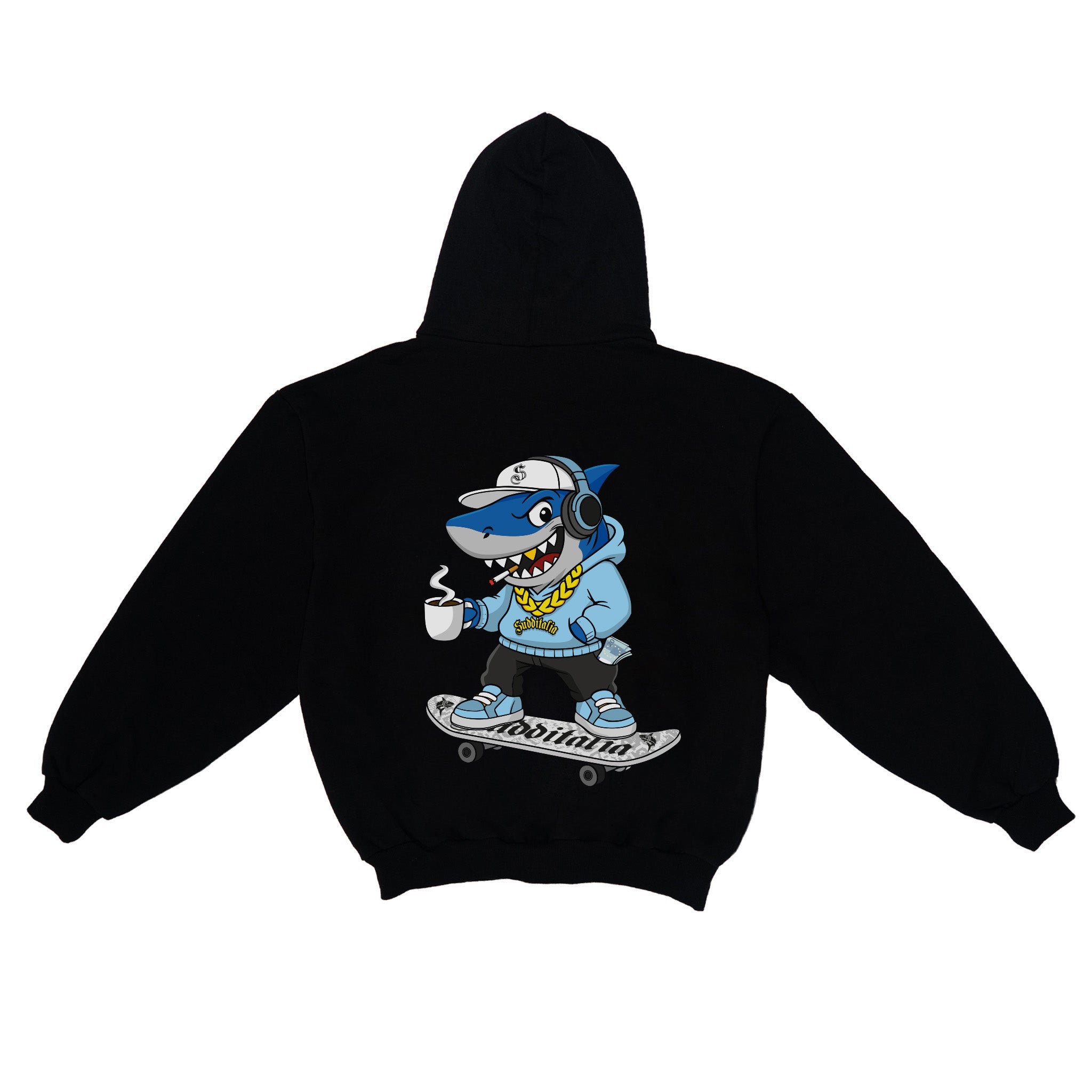 Sky blue Shark Zip Boxy Hoodie